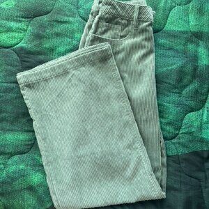 Corduroy Wide Leg Retro High Rise Foreve 21 Pants Womens Small Green Pockets y2k
